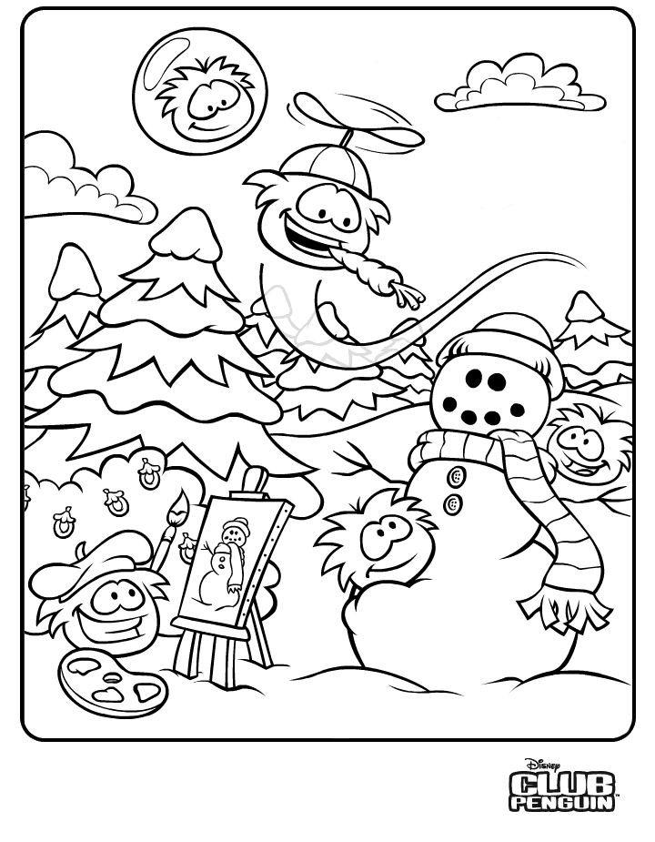 coloriage club pingouin le peintre